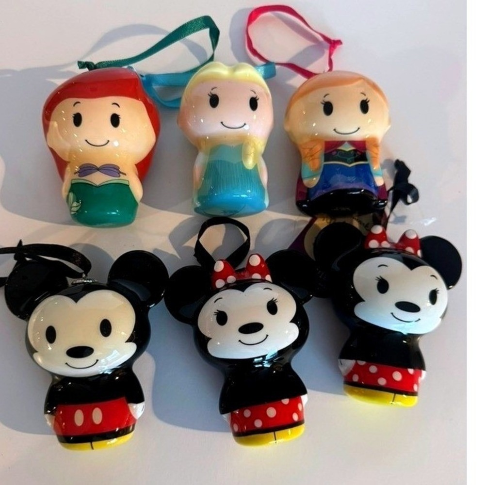 Disney Hallmark Itty Bittys Ornament Lot Mickey Minnie Ariel Elsa Anna
